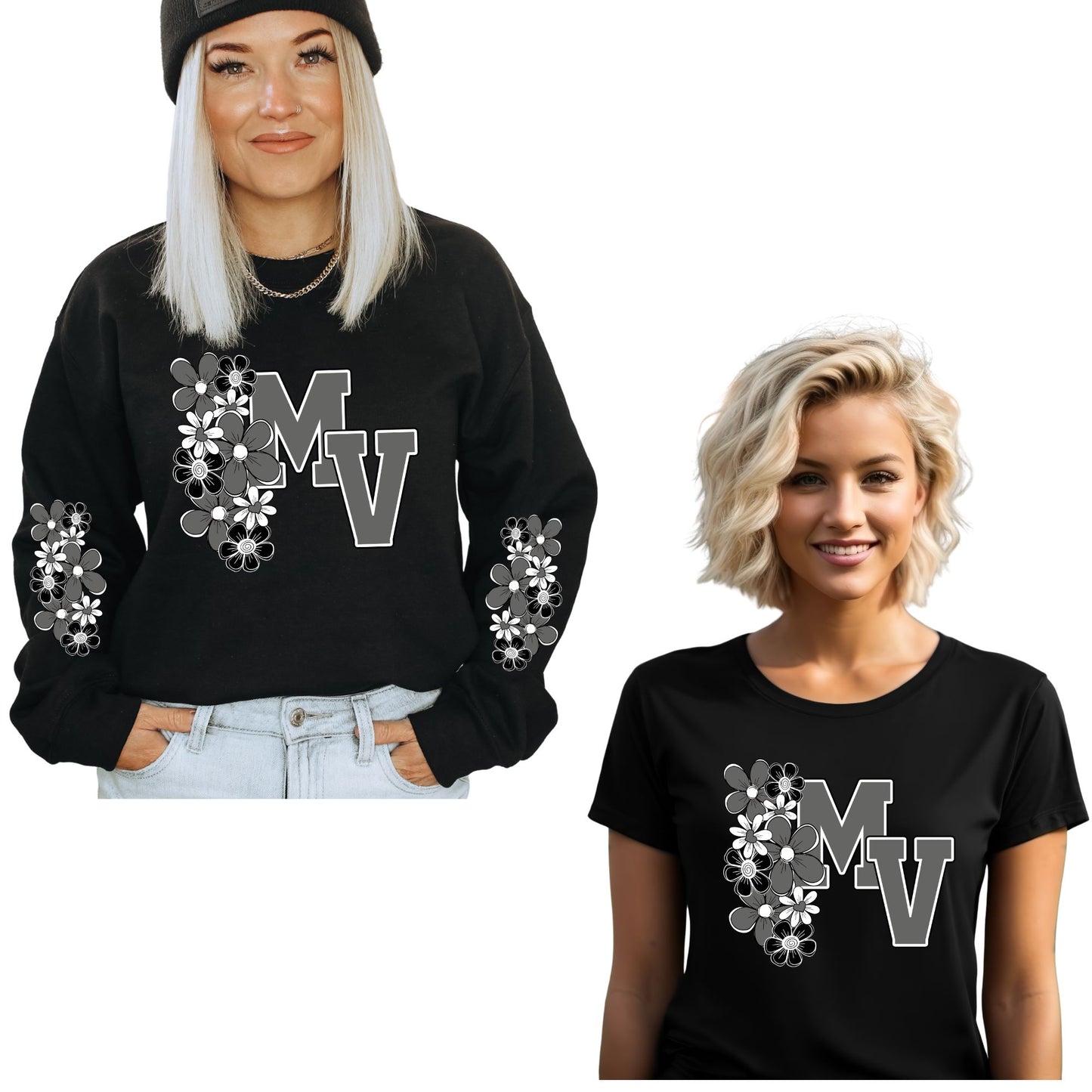 Mountain View High School Floral Longsleeve T-Shirt, Crewneck or Hoodie