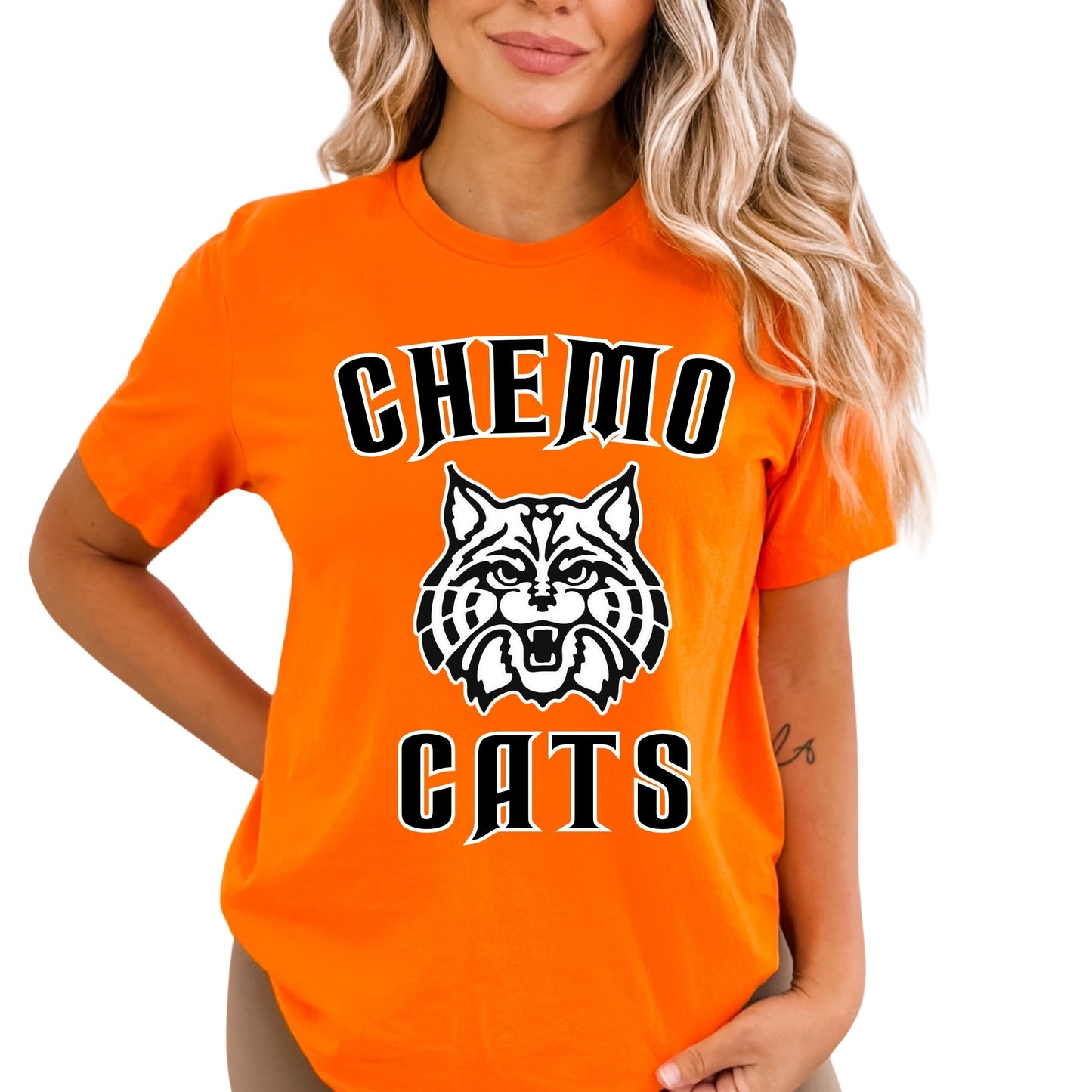 CHEMO CATS DESIGN #1 Bella Canvas UNISEX T-Shirt, different color options to choose from in dropdowns