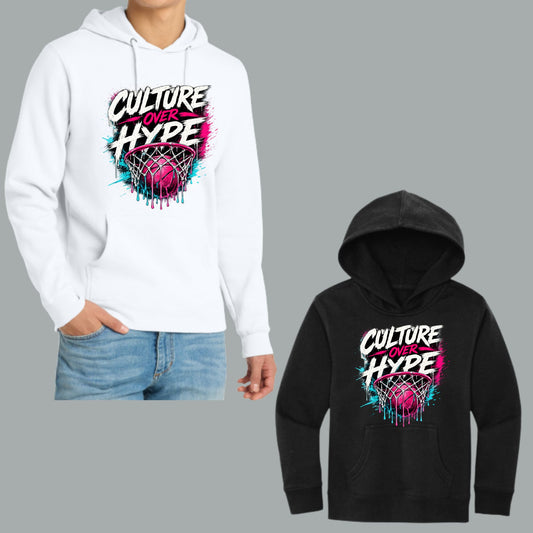 Culture Over Hype Neon Drip District Super Soft Hoodie or Crewneck Youth or Unisex Adult