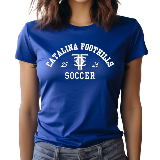 Catalina Foothills Soccer Design #3 Bella Canvas Cotton T-Shirts or Dri-Fit Short or Longsleeve in Black or Blue