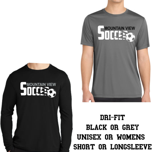Mountain View Soccer Design #4 Cotton T-shirt, Dri-Fit T-Shirt, or Longsleeve