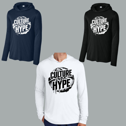 Culture Over Hype Dri-Fit UV 50 Youth or Unisex Longsleeve Hooded T-Shirt