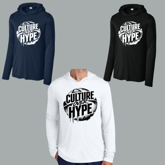 Culture Over Hype Dri-Fit UV 50 Youth or Unisex Longsleeve Hooded T-Shirt