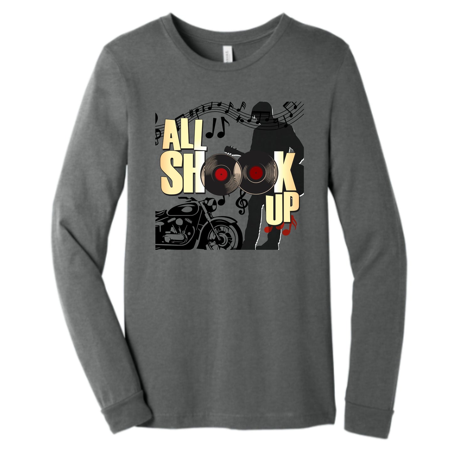 Arts Express All Shook Up Bella Canvas Cotton Women's or Unisex Short or Longsleeve T-shirt Front and Back Design