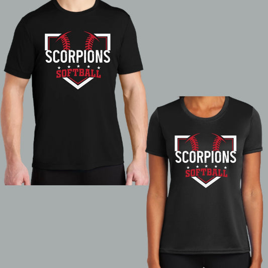 Thornydale Little League Scorpions Softball Bella Canvas Super Soft Cotton T-Shirt or Dri-Fit Performance T-shirt