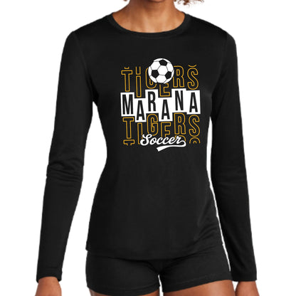 Marana Tigers Soccer Design #1 Bella Canvas Cotton T-Shirts or Dri-Fit Short or Longsleeve in Black or Blue