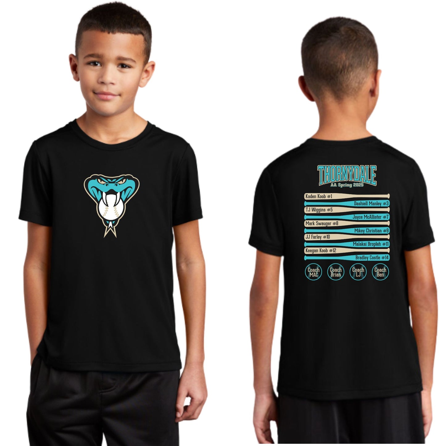 Thornydale Little League AA Baseball Diamondbacks Youth or Unisex Adult Dri Fit Black Tee