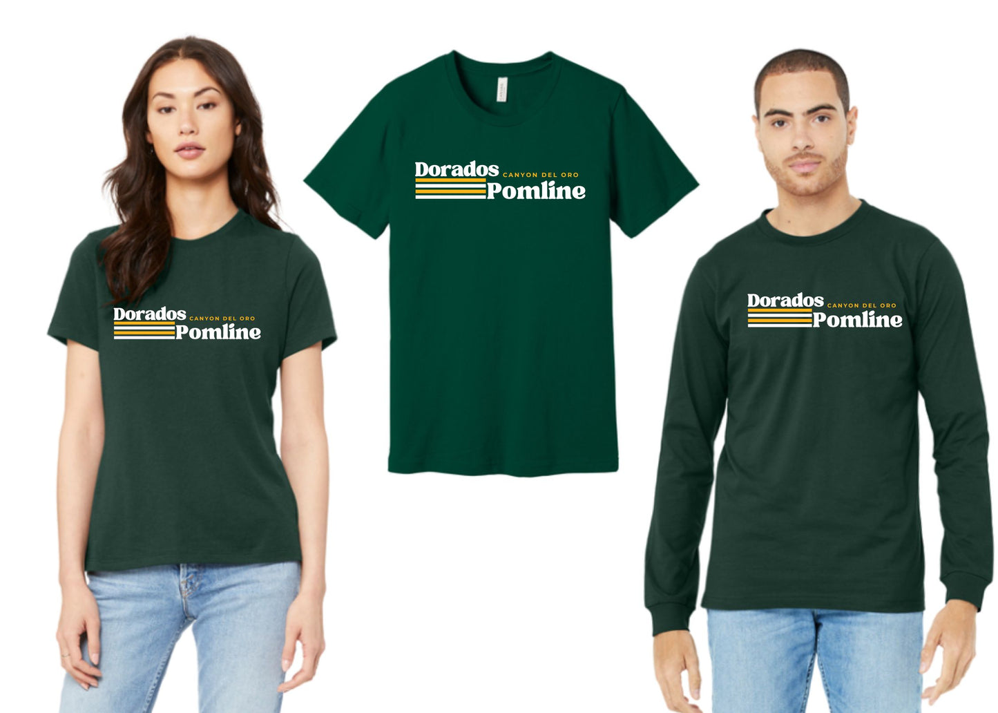 Canyon Del Oro Dorados Pomline #2 Design Short & Longsleeve T-Shirts Green, Black or Grey