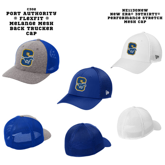 Sahuarita Wrestling Embroidered New Era Flexfit Ballcap or Port Authority Cap in White, Grey, or Blue
