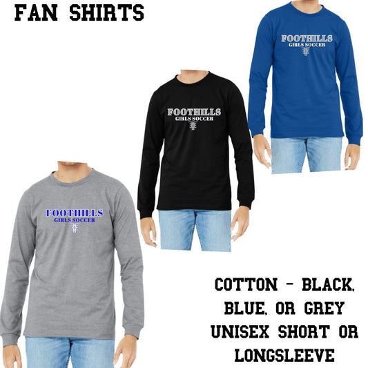Catalina Foothills Soccer Bella Canvas Cotton Fan T-Shirts Design #5 Short or Longsleeve