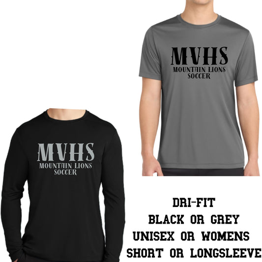 Mountain View Soccer Design #5 Cotton T-shirt, Dri-Fit T-Shirt, or Longsleeve