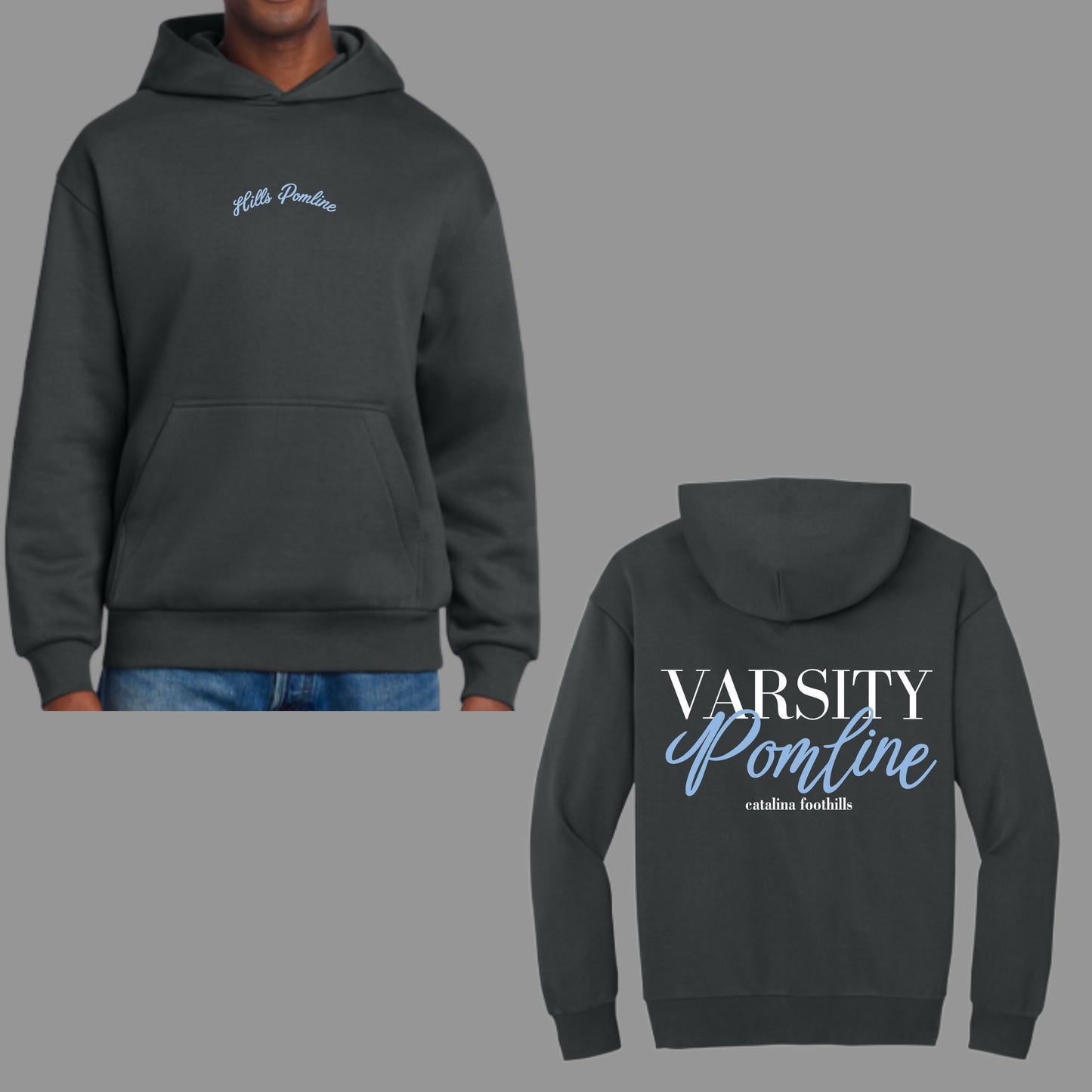 Catalina Foothills Varsity Pomline Heavyweight Charcoal Hoodie
