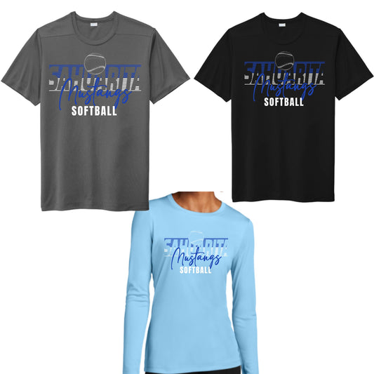 Sahuarita Mustangs Softball Design #3 Cotton or Dri-fit short or longsleeve T-Shirt Unisex, Women's, & Youth Sizes