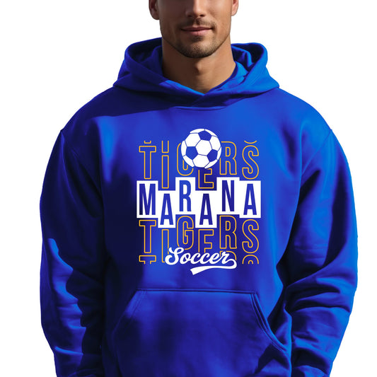 Marana Tigers Soccer Design #1 Hoodie or Crewneck in Blue or Black