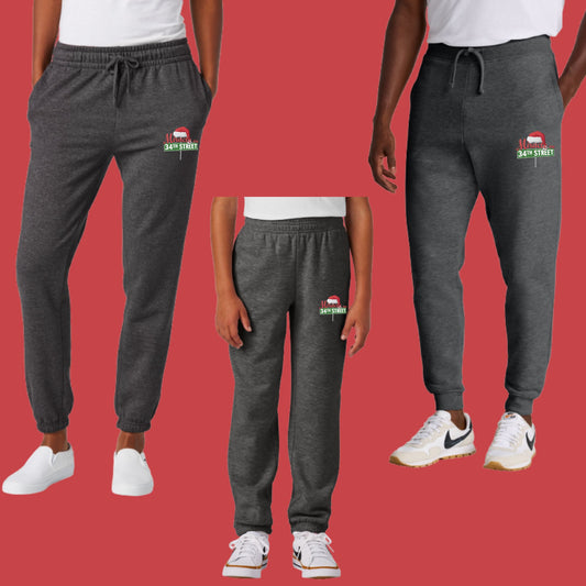 Arts Express Miracle on 34th Street Jogger Sweatpants Youth, Women's, or Men's in Charcoal Grey