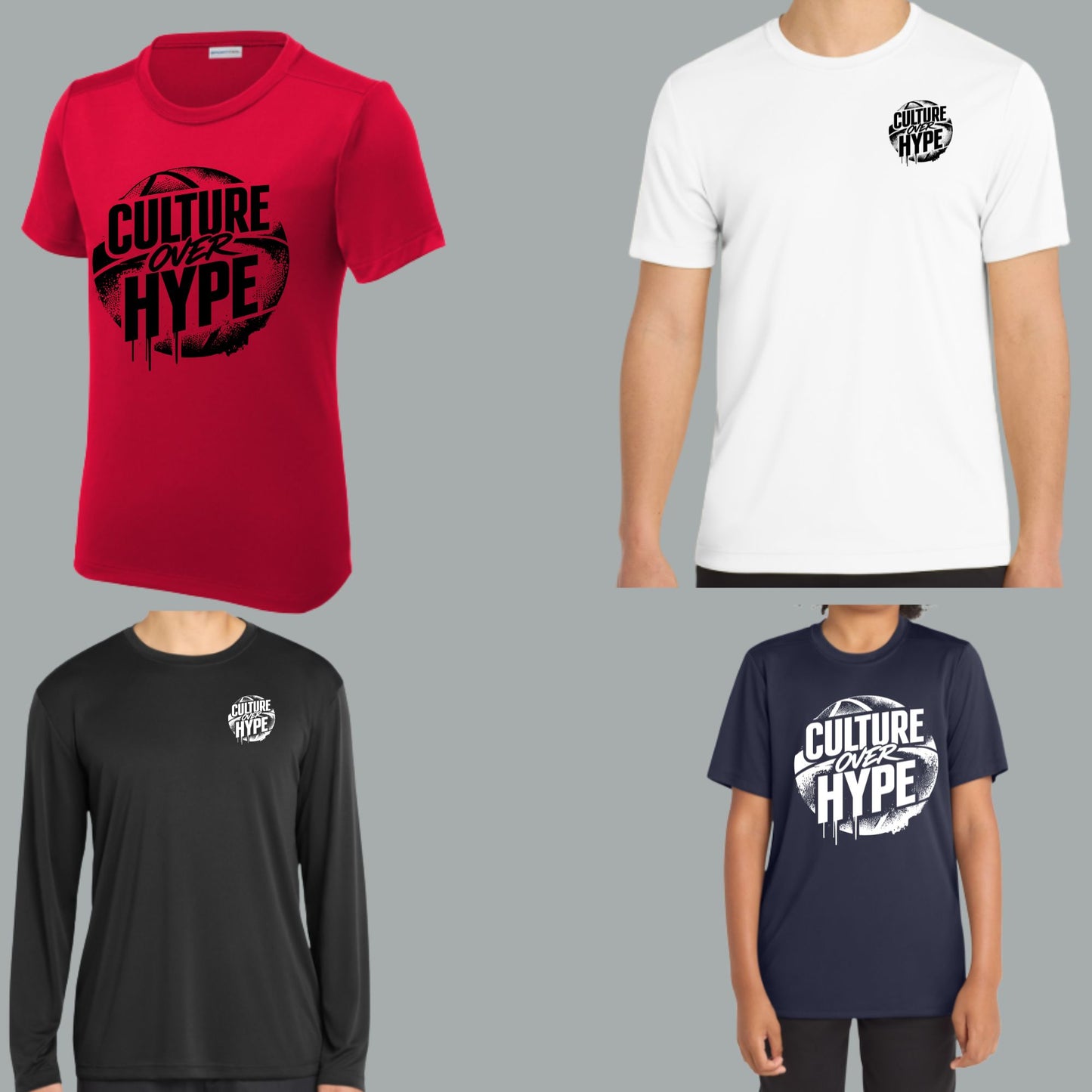 Culture Over Hype Dri-Fit UV 50 Youth, Women's, or Men's Short or Longsleeve T-Shirt