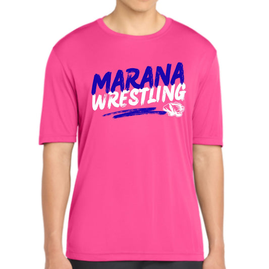 Marana Tigers Wrestling Design #1 HOT PINK District Super Soft Cotton T-Shirt or Dri-Fit Performance T-shirt