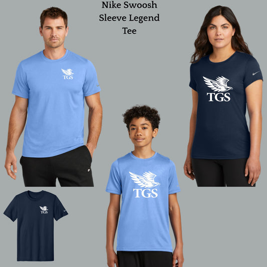 The Gregory School Nike Dri-Fit Performance T-Shirt Design #5 TGS Hawk Logo Youth, Women's, and Men's