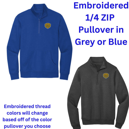 Marana Tigers Girls Soccer 1/4 Zip Fleece Sweater Embroidered Blue, Black, or Grey