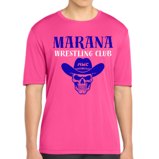 Marana Tigers Wrestling Design Cowboy HOT PINK District Super Soft Cotton T-Shirt or Dri-Fit Performance T-shirt Short or Longsleeve