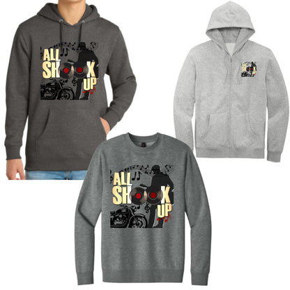 Arts Express All Shook Up Crewneck Sweatshirt, Hooded Sweatshirt, or Zip Up Hoodie Unisex Full Front Design or Left Chest