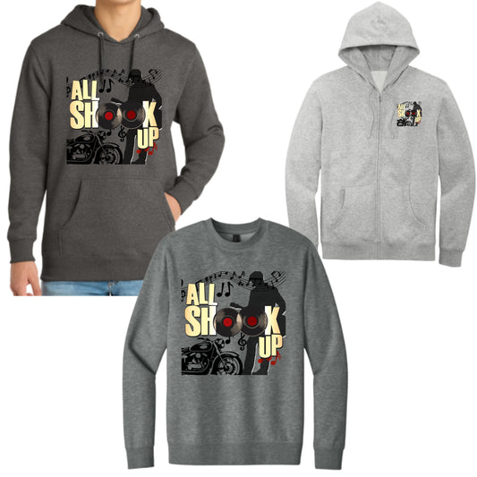 Arts Express All Shook Up Crewneck Sweatshirt, Hooded Sweatshirt, or Zip Up Hoodie Unisex Full Front Design or Left Chest