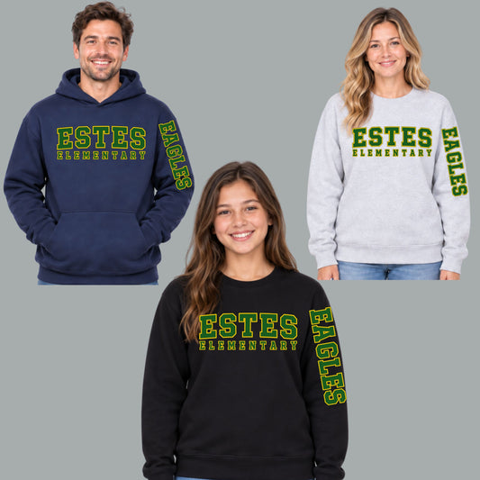 ESTES ELEMENTARY Design #3 Crewneck Sweatshirt or Hoodie
