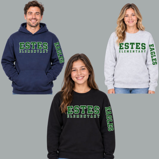 ESTES ELEMENTARY Design #3 Crewneck Sweatshirt or Hoodie