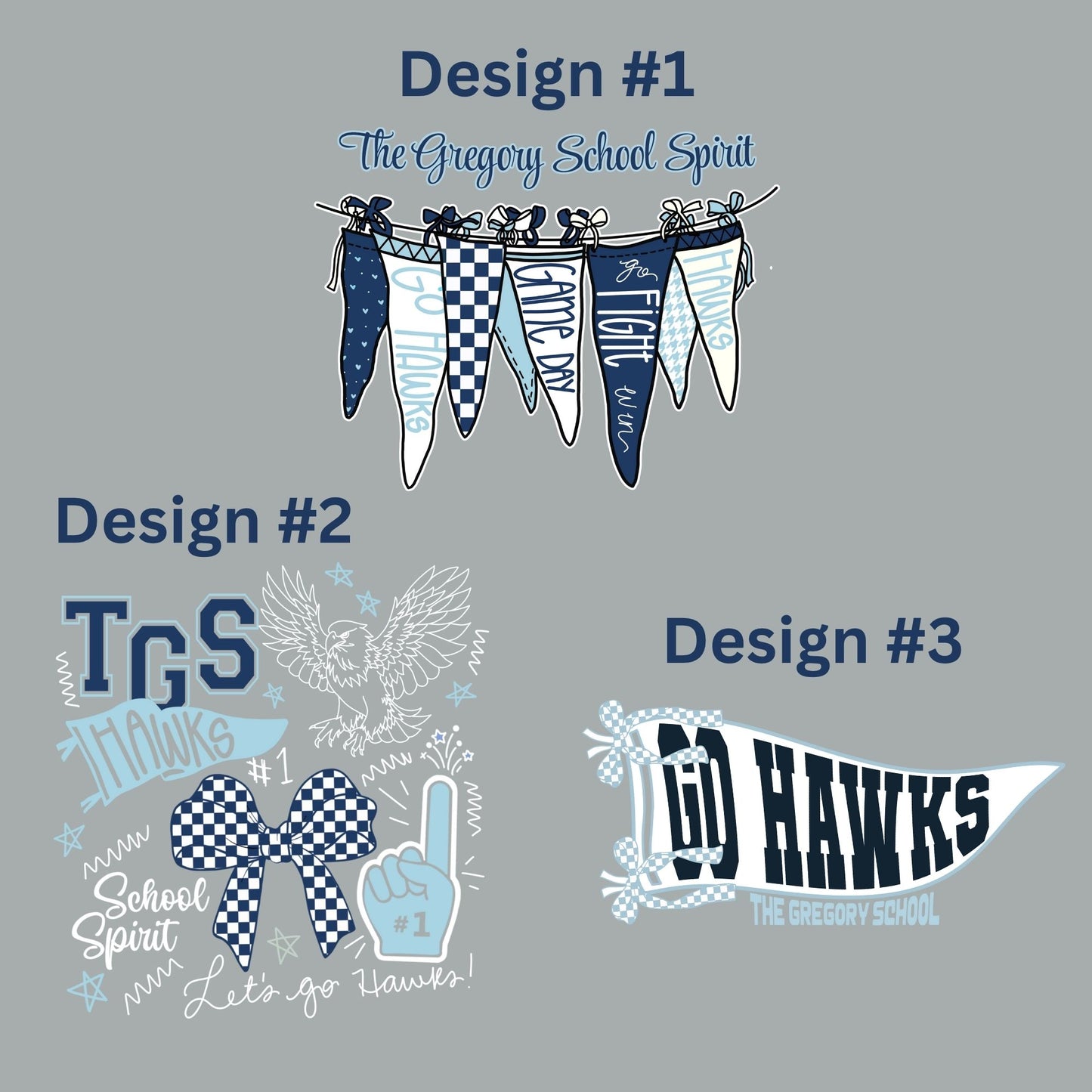 The Gregory School Bella Canvas School Spirit Oversized Crewneck Sweater 3 different design options