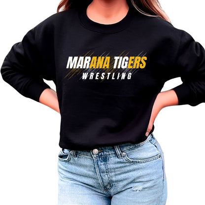 Marana Tigers Wrestling Design #2 Crewneck Sweatshirt or Hoodie Unisex and Youth Black, Blue, or Grey