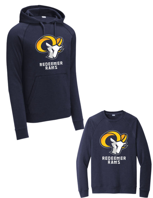 Redeemer Lutheran Church & School Navy Sport-tek Cotton/Poly Blend Hoodie or Crewneck Sweatshirt in Youth, or Unisex Adult