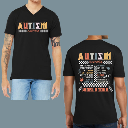 PAL Play & Learn Preschool AUTISM ACCEPTANCE Bella Canvas WOMENS or Unisex V-Neck T-Shirt