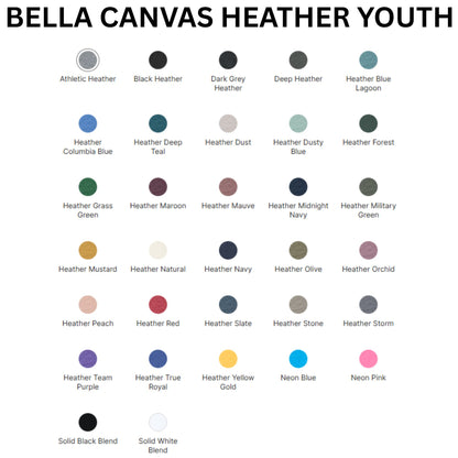 PAL Play & Learn Preschool Bella Canvas YOUTH HEATHER T-Shirt, different color options to choose from