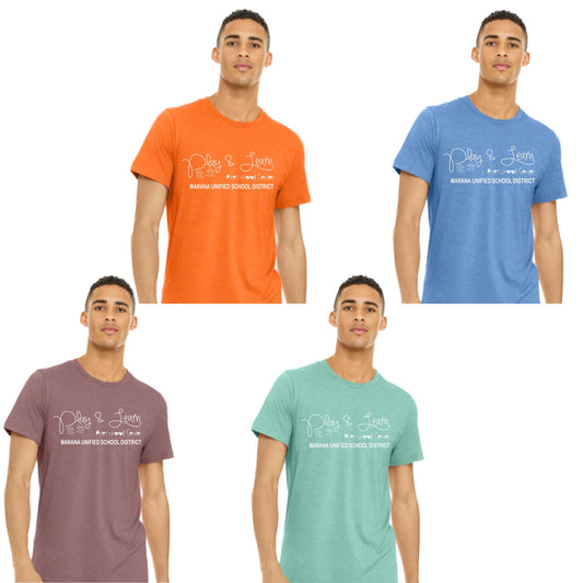 PAL Play & Learn Preschool Bella Canvas UNISEX HEATHER T-Shirt, different color options to choose from