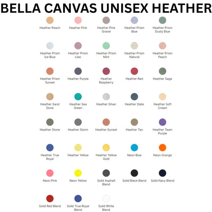 PAL Play & Learn Preschool Bella Canvas UNISEX HEATHER T-Shirt, different color options to choose from