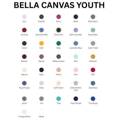 PAL Play & Learn Preschool Bella Canvas Youth T-Shirt, different color options to choose from