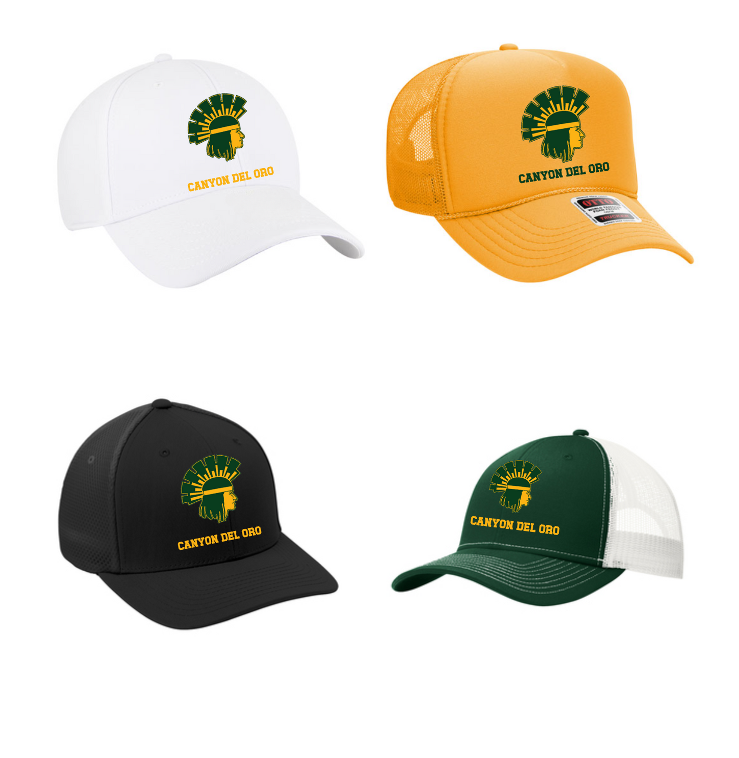 Canyon Del Oro Embroidered Flex Fit, Snapback, and Trucker Hats multiple color options