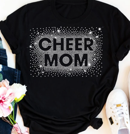 Pomline, Dance, or Cheer Mom Rhinestone Bling Shirt for any school or Organization Choose color of Shirt and Rhinestones