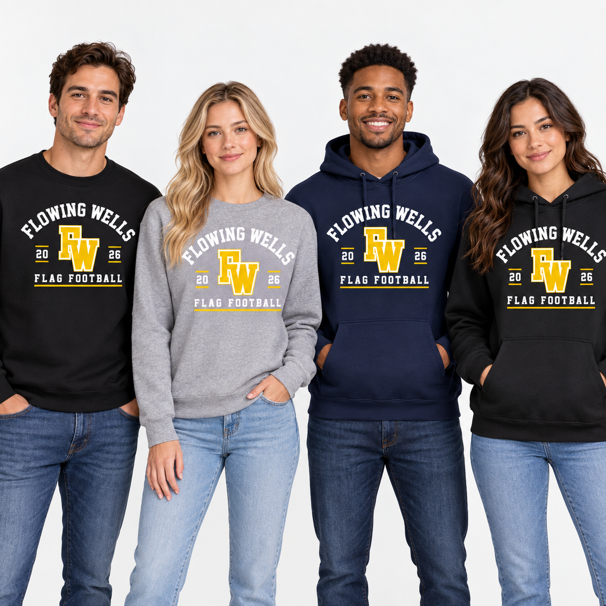 Flowing Wells Flag Football 2026 Crewneck or Hoodie Design #1
