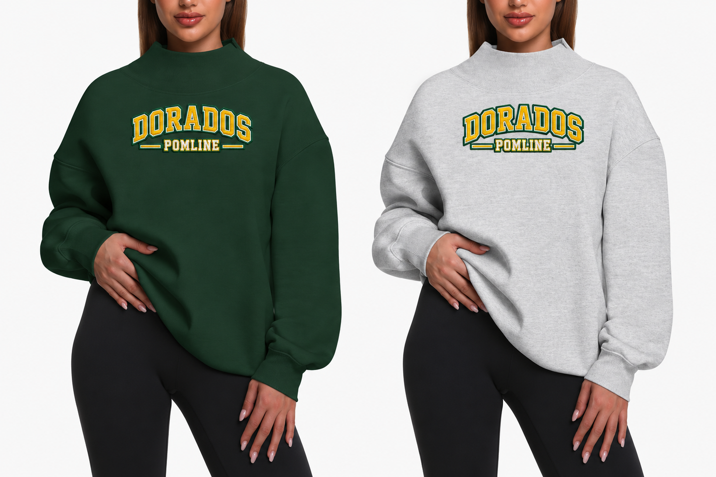 CDO Pomline Embroidered (PARKE INSPIRED) Mock Neck Light Grey or Green Sweater