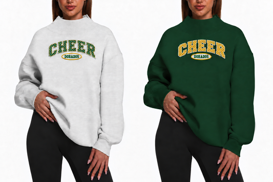 CDO Cheer Embroidered (PARKE INSPIRED) Mock Neck Light Grey or Green Sweater