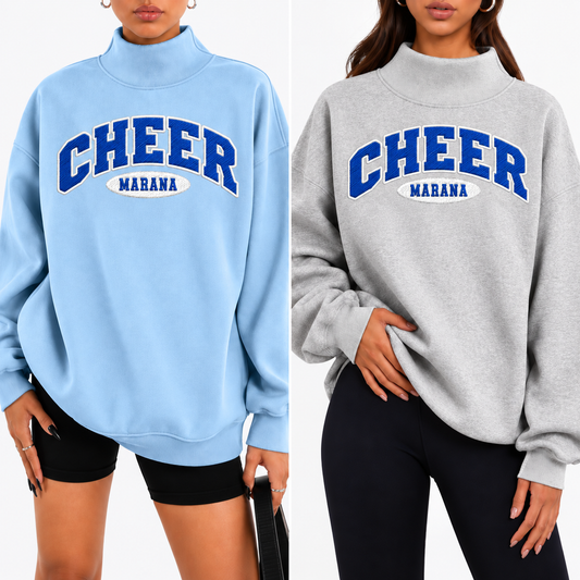 Marana Tigers Cheer Embroidered (PARKE IINSPIRED) Mock Neck Light Grey or Light Blue Sweater