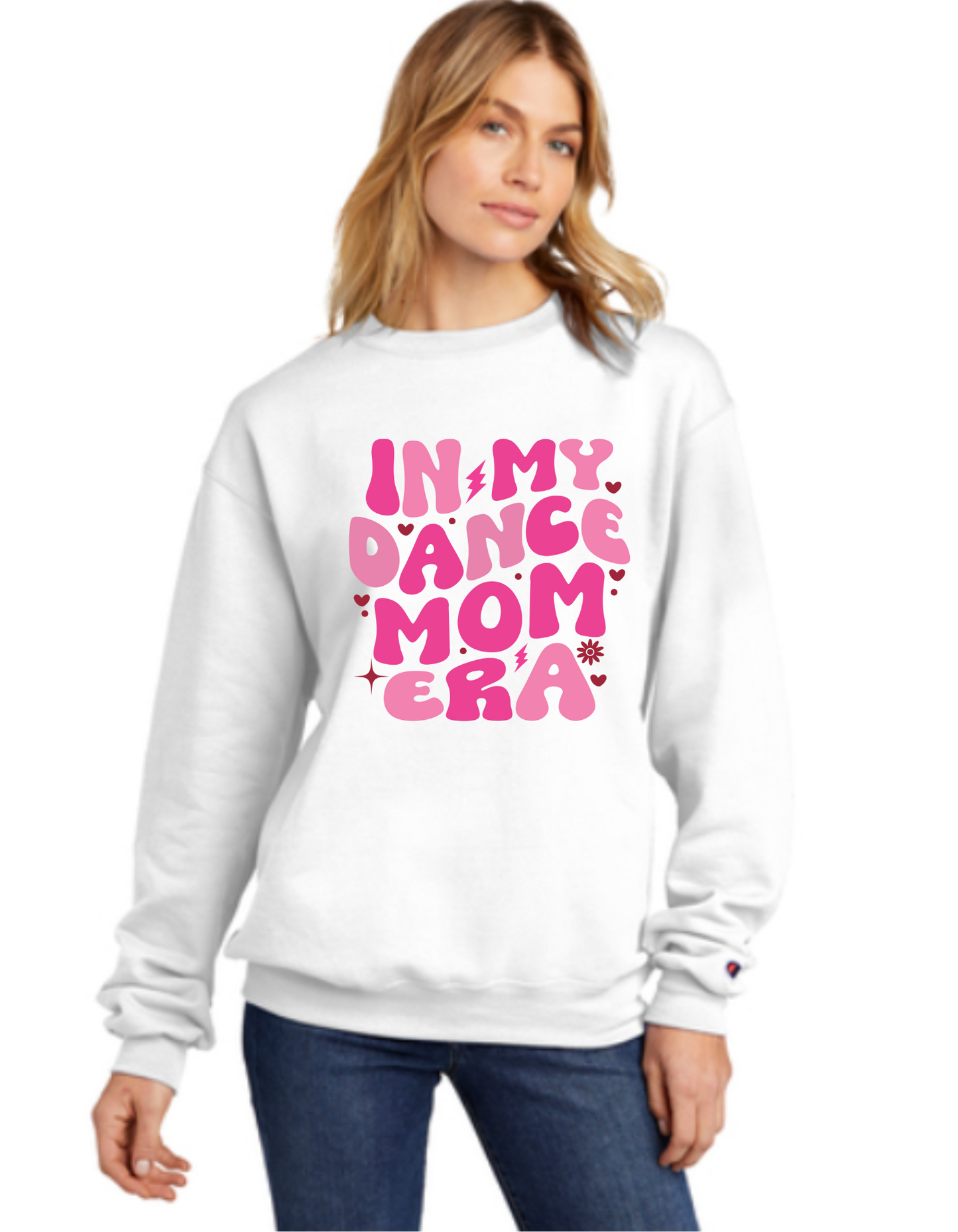 SASS In my Dance Mom ERA, Taylor Swift Inspired Champion Super Soft Crewneck in White