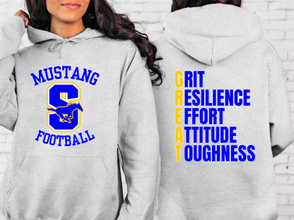 Sahuarita Football 2024 Design #5 Front and Back Unisex Hoodie or Women's Cropped Hoodie Grey or Black