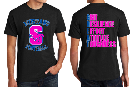 Sahuarita Football Design #5 Front and Back Cotton T-Shirt or Performance Dri-fit T-shirt in Grey or Black