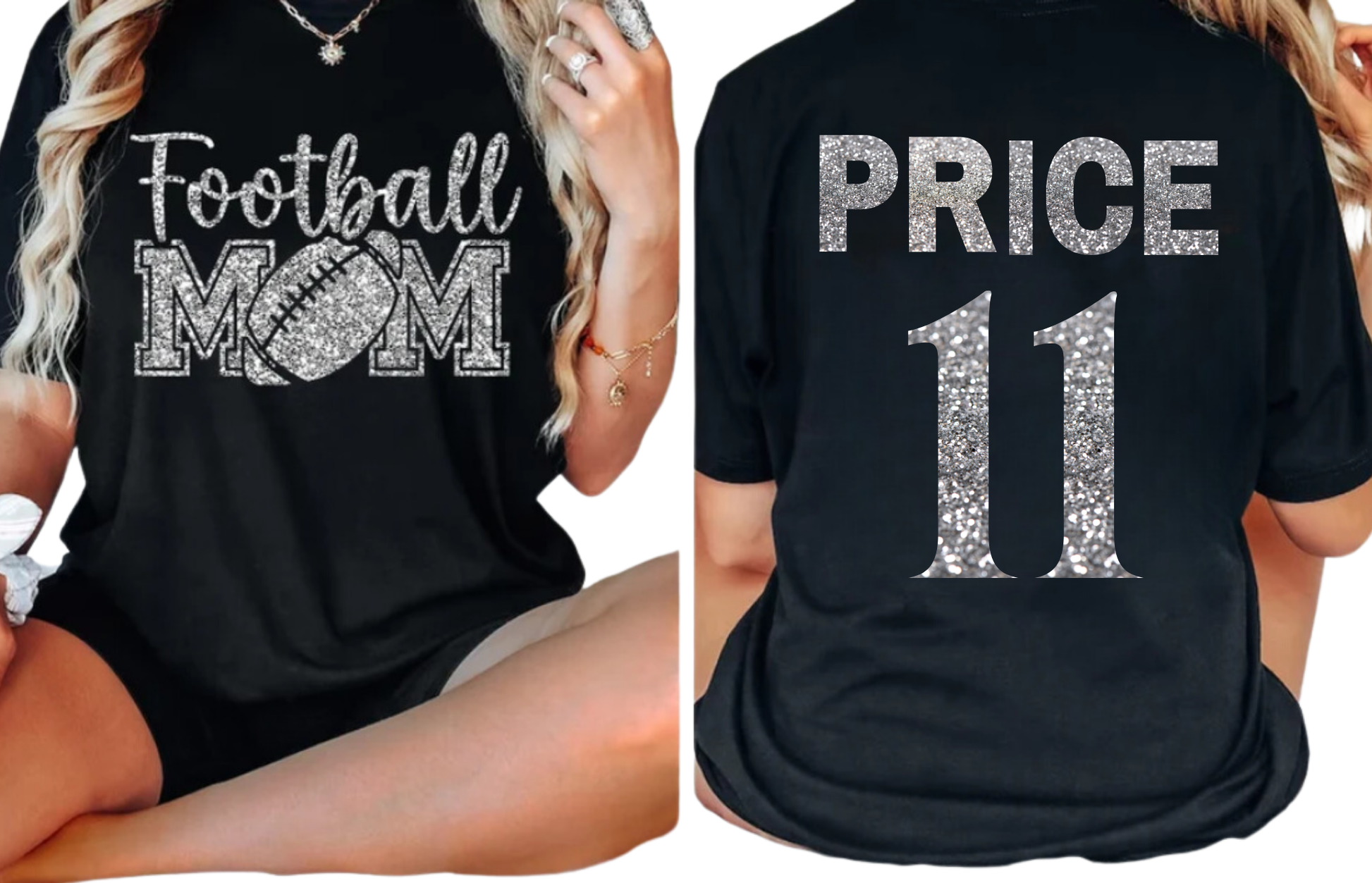 football mom gear Ironwood Ridge Football Bling Glitter Custom Football Mom Shirt