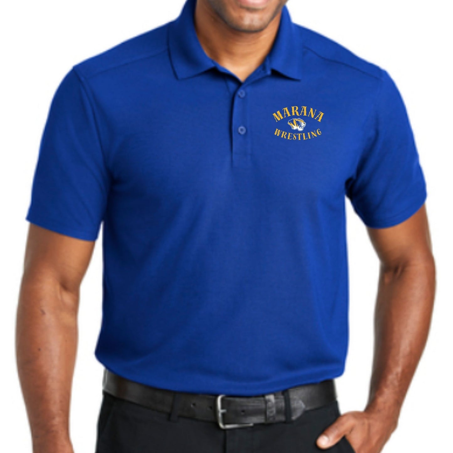 Marana Tigers Wrestling Embroidered Polo in Black, Grey, Or Royal Blue