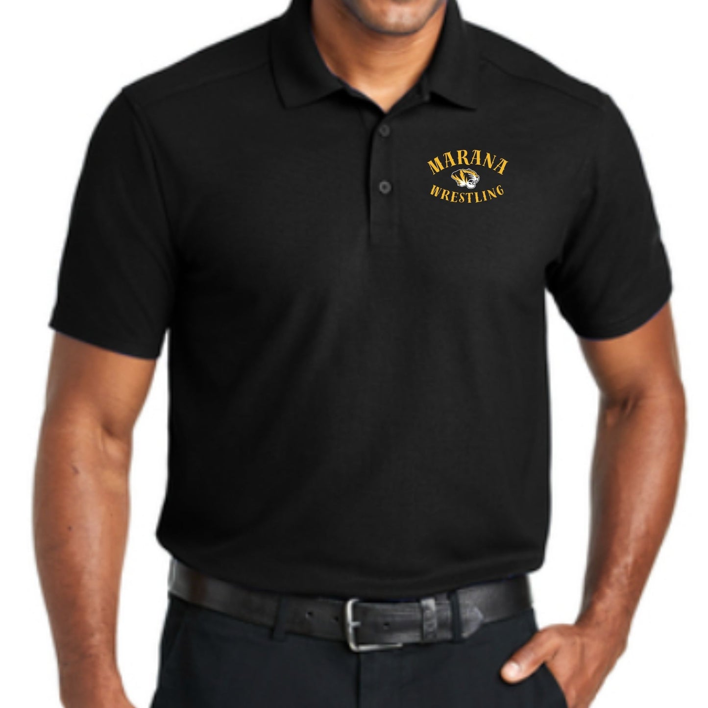 Marana Tigers Wrestling Embroidered Polo in Black, Grey, Or Royal Blue