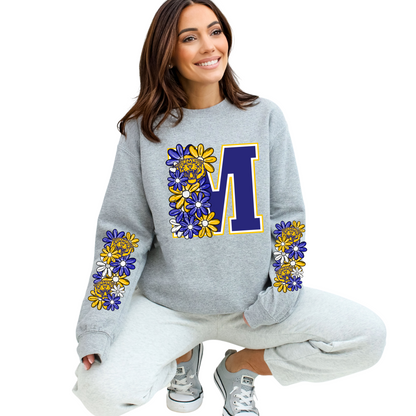 Marana Tigers Floral Mascot School Spirit Longsleeve T-Shirt, Crewneck or Hoodie with sleeve designs