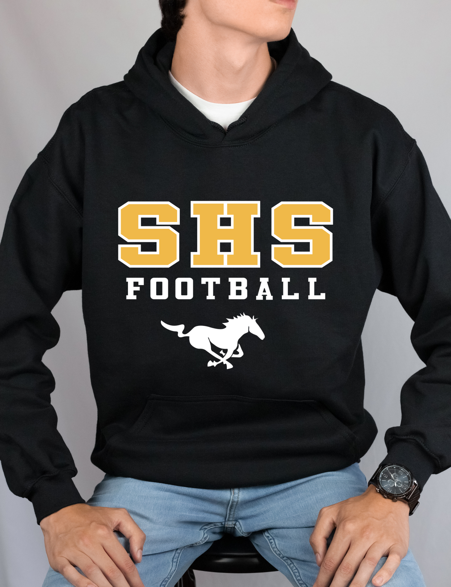 Sahuarita Football 2024 Design #1 Unisex Hoodie or Women's Cropped Hoodie Royal Blue or Black